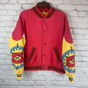 SWATCH 90’s Varsity Jacket Pink & Yellow‎ Vintage Small Not So Big